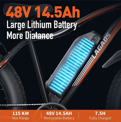 Lagads Thunder B6 eBike 1000W Fat Wheel 48v14.5Ah 6 Months Free Service