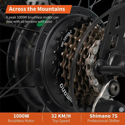 Lagads Thunder B6 eBike 1000W Fat Wheel 48v14.5Ah 6 Months Free Service
