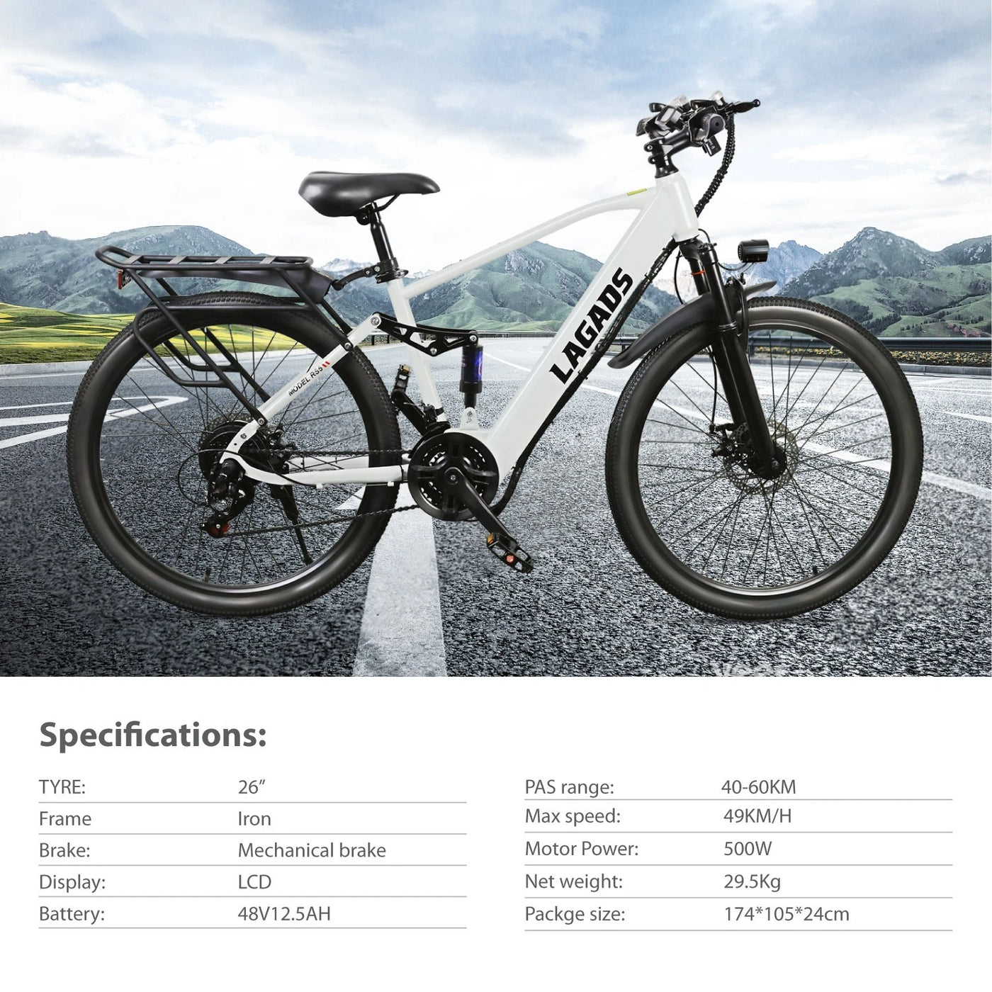Lagads Jaguar Y26 Dual suspension 500W Motor 6 Months Free Service
