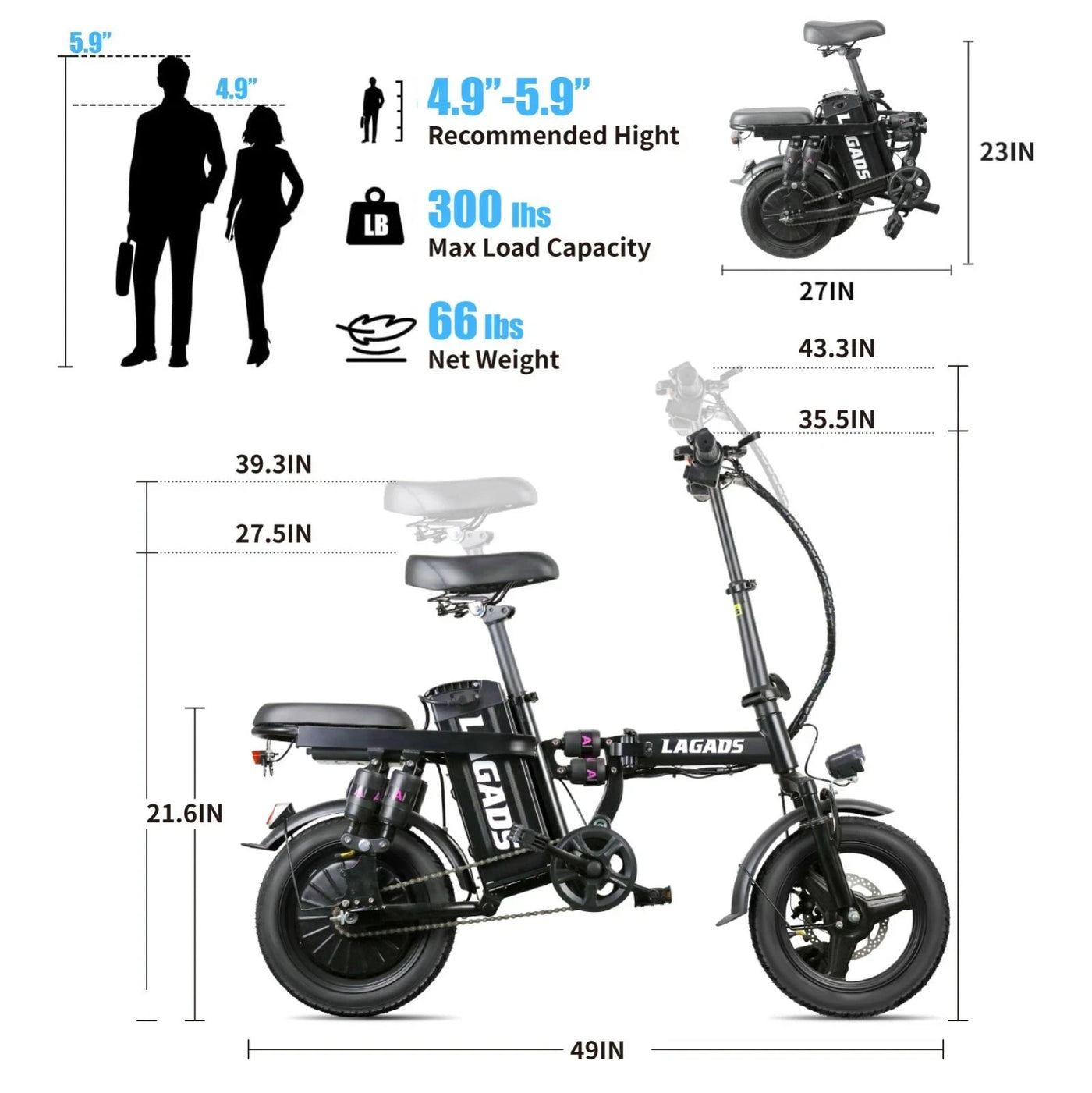 Kong Super Compact eBike 48V 12.5AH Max Speed 32KM/H Folding 6 Months