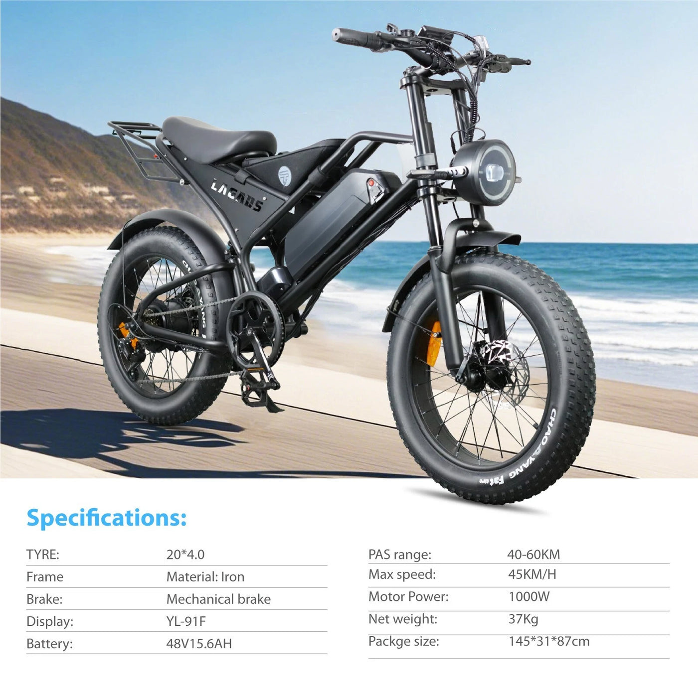 Lagads Titan DK401 ebike 15Ah eBike 48V1000W 6 Months Free Service