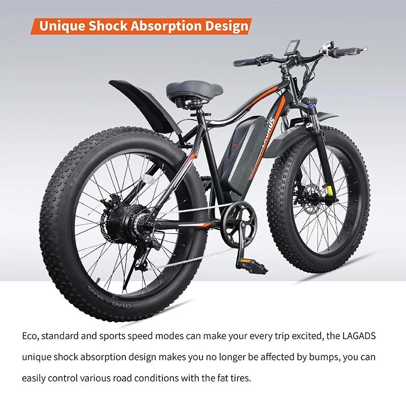 Lagads Thunder B6 eBike 1000W Fat Wheel 48v14.5Ah 6 Months Free Service