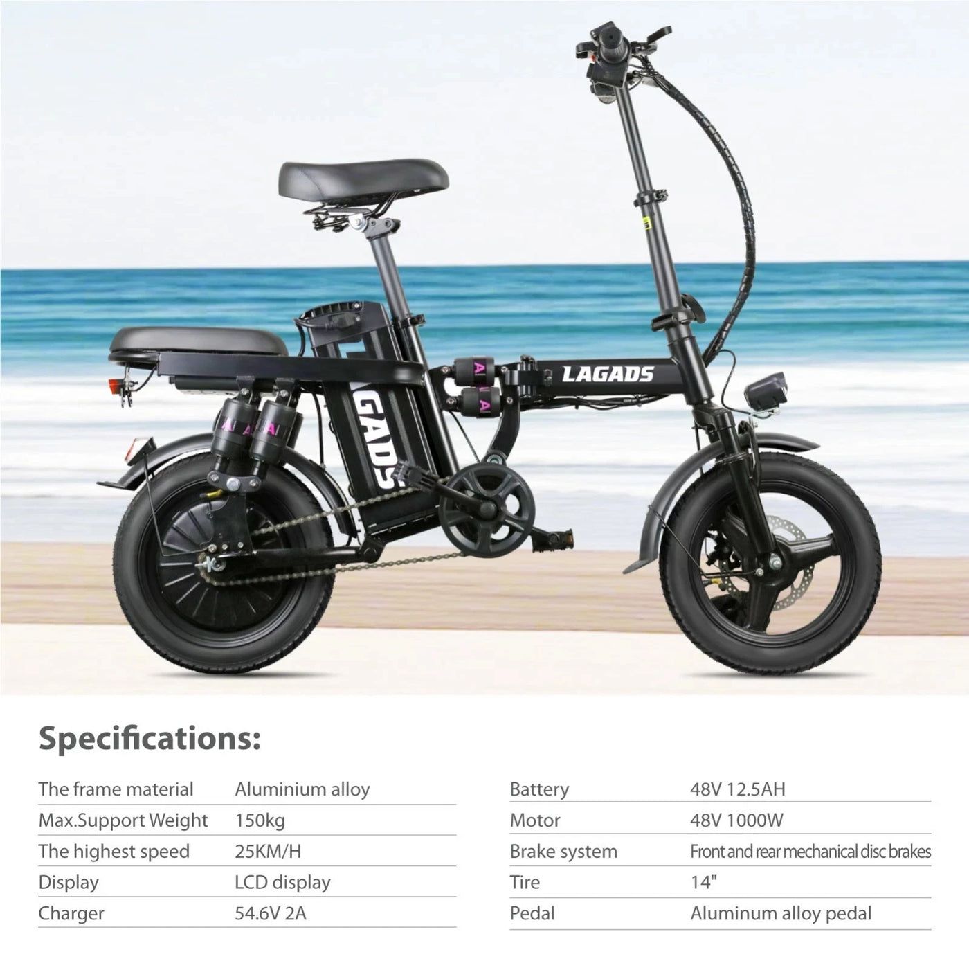 Kong Super Compact eBike 48V 12.5AH 500W Max Speed 50KM/H Folding 6 Months Free Service