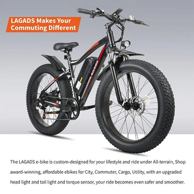 Lagads Thunder B6 eBike 1000W Fat Wheel 48v14.5Ah 6 Months Free Service