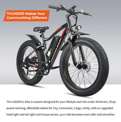 Thunder eBike 1000W Fat Wheel 48v14.5Ah 6 Months Free Service