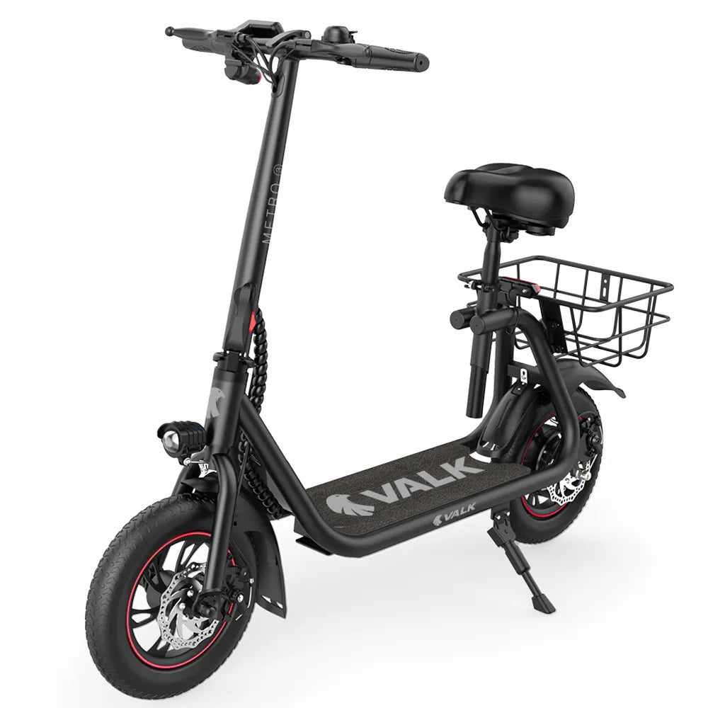 VALK BasketBolt Electric Scooter with Seat, Disc brakes, 12