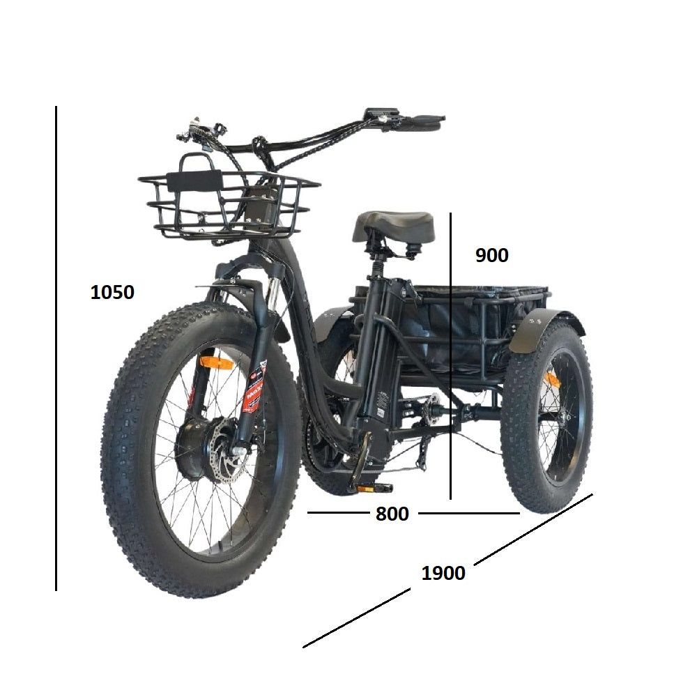 Veloz Electric Trike Bicycle with Reverse 500W Motor 120 Km Autonomy 2