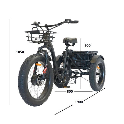 Veloz Electric Trike Bike 500w Motor 120 Km Autonomy 150 Kilos weight load | 6 Months Free Service | - EOzzie Electric Vehicles