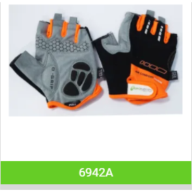 Gloves, Amara Material, Lycra Towel, with GEL PADDING, S, BLACK with Orange trim - EOzzie Electric Vehicles